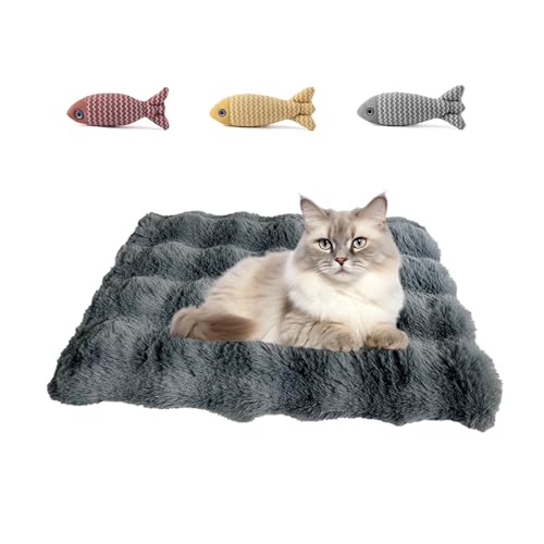 UZQAFG Selbstwärmendes Katzenbett, Katzenwärmkissen - Ultraweiche, waschbare Plüschmatte für Indoor-Katzen und kleine Hunde (C, M) von UZQAFG