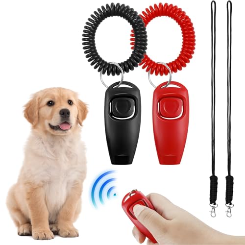 UZSUZZ Professionelles Hundetrainingsset, 2 in 1 Hundepfeife Rückruftraining, mit Handschlaufe, Schlüsselband, Hundepfeife Rückruftraining, Haustiertraining Clicker und Pfeife (2 Pack, Rot & Schwarz) UZSUZZ Professionelles Hundetrainingsset, 2 in 1 Hundepfeife Rückruftraining, mit Handschlaufe, Schlüsselband, Hundepfeife Rückruftraining, Haustiertraining Clicker und Pfeife (2 Pack, Rot & Schwarz) von UZSUZZ