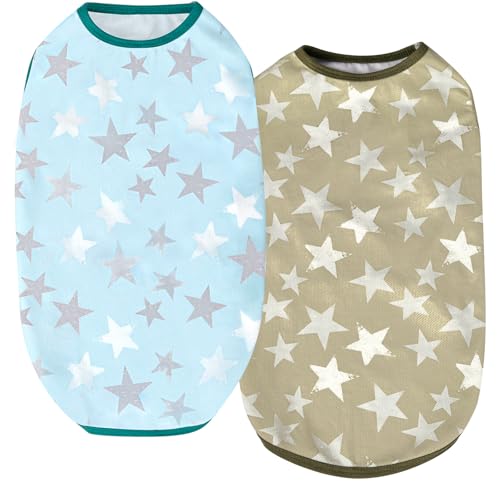 Hundekühlshirts, Uadonile 2 Stück Sommerkleidung für Hunde, Haustier-Hawaiiweste, atmungsaktiv, leicht, schnelltrocknend, Kühl-T-Shirts für Strand, Wandern, Spaziergänge, 2er-Pack (Stern, S) von Uadonile