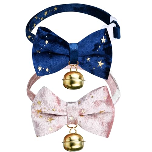 Uadonile Katzenhalsband, verstellbar, mit Glöckchen, Katzenhalsbänder für Mädchen, Jungen, Katzen und kleine Haustiere, Blau und Rosa, 2 Stück Uadonile Katzenhalsband, verstellbar, mit Glöckchen, Katzenhalsbänder für Mädchen, Jungen, Katzen und kleine Haustiere, Blau und Rosa, 2 Stück von Uadonile