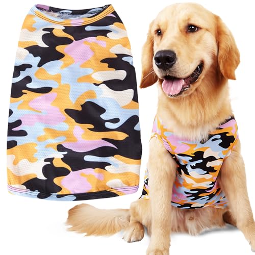 Uadonile Kühlende Hunde-Shirts, nass für ein kühles Erlebnis, Hunde-Sonnenschutz, Netz-UV-Shirt, schnell trocknendes Hunde-Shirt, für Strand, Meer, kleine und große Rasse, Hunde, 2 Stück von Uadonile