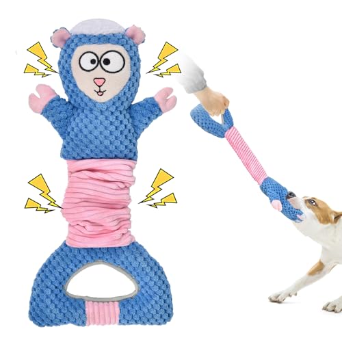 Uadonile Quietschendes Hundespielzeug, Schaf, Plüschfüllung, Hundespielzeug mit Knisterpapier für Welpen, Kauspielzeug, um sie zu beschäftigen, klein, mittel und groß (blau) von Uadonile