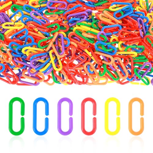 Ubamdom 590 Stück C-Typ-Kunststoff-Kettenglieder, Regenbogen-Kunststoff-Kettenglieder und Spielzeug – ineinandergreifendes C-Clip, Vogelkäfig-Zubehör für Sittiche, Zuckergleiter, kleine Haustiere Ubamdom 590 Stück C-Typ-Kunststoff-Kettenglieder, Regenbogen-Kunststoff-Kettenglieder und Spielzeug – ineinandergreifendes C-Clip, Vogelkäfig-Zubehör für Sittiche, Zuckergleiter, kleine Haustiere von Ubamdom