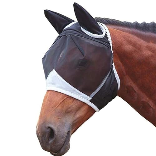 Pferde Feinmaschige Fliegenmaske mit Ohren, atmungsaktive Pferdemaske zum Schutz von Augen und Gesicht, weicher Stretch-Stoff, Pferdegesichtsmasken für mittelgroße Kolben Pferde Feinmaschige Fliegenmaske mit Ohren, atmungsaktive Pferdemaske zum Schutz von Augen und Gesicht, weicher Stretch-Stoff, Pferdegesichtsmasken für mittelgroße Kolben von Uclac