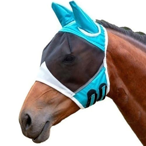 Pferde Feinmaschige Fliegenmaske mit Ohren, atmungsaktive Pferdemaske zum Schutz von Augen und Gesicht, weicher Stretch-Stoff, Pferdegesichtsmasken für mittelgroße Kolben Pferde Feinmaschige Fliegenmaske mit Ohren, atmungsaktive Pferdemaske zum Schutz von Augen und Gesicht, weicher Stretch-Stoff, Pferdegesichtsmasken für mittelgroße Kolben von Uclac