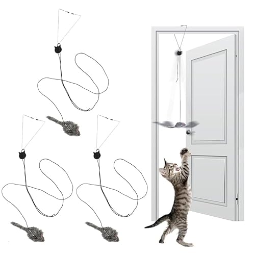 Uclac Katzenspielzeug zum Aufhängen, interaktives springendes Maus-Katzenspielzeug, lustiges Mausspielzeug mit Gummiband, Feder und Maus, Katzenspielzeug für drinnen und draußen, 3 Stück Uclac Katzenspielzeug zum Aufhängen, interaktives springendes Maus-Katzenspielzeug, lustiges Mausspielzeug mit Gummiband, Feder und Maus, Katzenspielzeug für drinnen und draußen, 3 Stück von Uclac