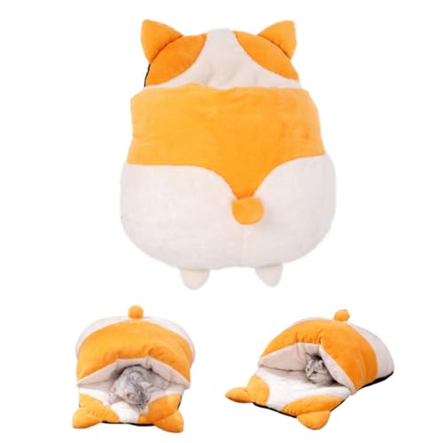 Corgi Niedlicher Butt Throw Schlafsack Tiere Stofftier Weicher Plüsch Großer Katzensack Selbstwarmes Katzenbett für den Winter Gemütliches Katzenbett Höhle 360° Wrap Halbgeschlossen Bequemer Haustier von Ucuse