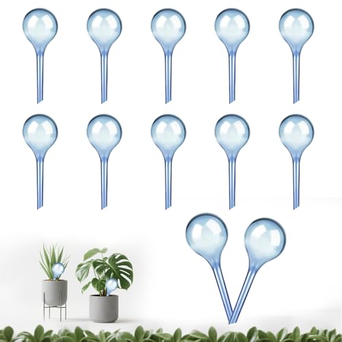 Udbrud 12 Stück Bewässerungskugeln für Pflanzen Blau, 70ml Kleine Pflanzen Gießkugeln, Automatische Bewässerungssystem, 13x5cm Selbstbewässerung Wasserspender Pflanzen für Drinnen und Draußen von Udbrud