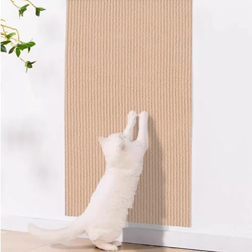 Ueiwffzo Selbstklebend Kratzmatte, 40 x 200cm Katzenkratzbretter, Kratzteppich Katze Wand, Katzen Kratzschutz für Sofa Ecke Wand (60 x 100cm,Beige) von Ueiwffzo