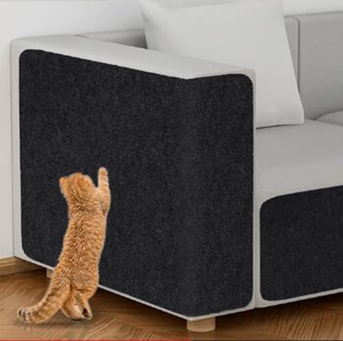 Ueiwffzo Selbstklebend Kratzteppich Katze Wand, Katzenkratzbretter, DIY Kratzmatte Katze, Kratzecke Kratzpappe für Katzen (60 x 100cm,Schwarz) von Ueiwffzo