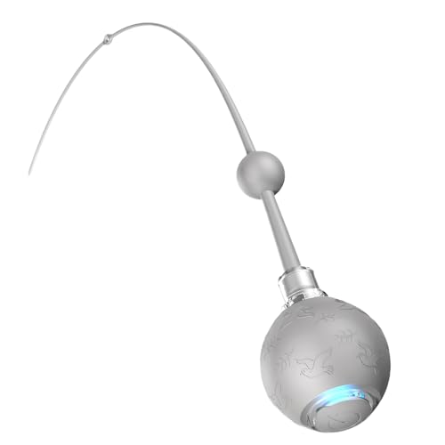 Uhngw Beweglicher Ball Spielzeug Für Katzen - 3 Modi Interaktiver Katzenball Mit Bewegungsstimulation - Automatisches Rollspiel Mit Schwanz-Attrappe & Aufladbar Für Aktivitätstraining Von Katzen Und von Uhngw