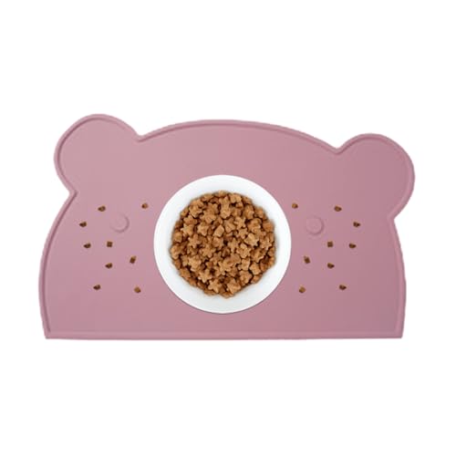Uhngw Cat Food Matte, Hundeschalenmatte - Katzenfütterungsmatte mit erhöhten Kanten - Nicht rutschfestes Waschstrahl Silikonschale, Bärenform für Boden im Innenraum im Freien im Freien Küchenkiste von Uhngw