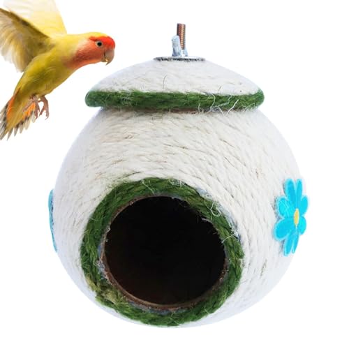 Uhngw Gewebtes Vogelnest, handgewebt, wiederverwendbar, gewebte Sittichzuchthöhle, Anti-Biss-Biss-Vogelhaus-Bett für Papageien, Sittiche, Hamster, Mäuse, Chinchilla-Käfig, Spielzeug, Nistkasten Uhngw Gewebtes Vogelnest, handgewebt, wiederverwendbar, gewebte Sittichzuchthöhle, Anti-Biss-Biss-Vogelhaus-Bett für Papageien, Sittiche, Hamster, Mäuse, Chinchilla-Käfig, Spielzeug, Nistkasten von Uhngw