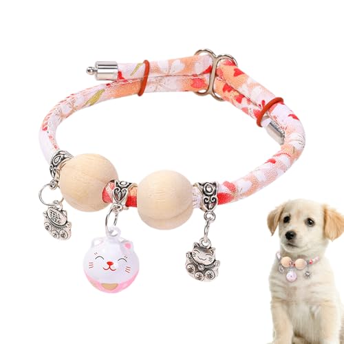Uhngw Halsband Für Hauskatze | Halsband Mit Zedernholzperlen,Verstellbares Weiches Ganztägiger Kleine Mittlere Große Rassen Spaziergänge Training von Uhngw