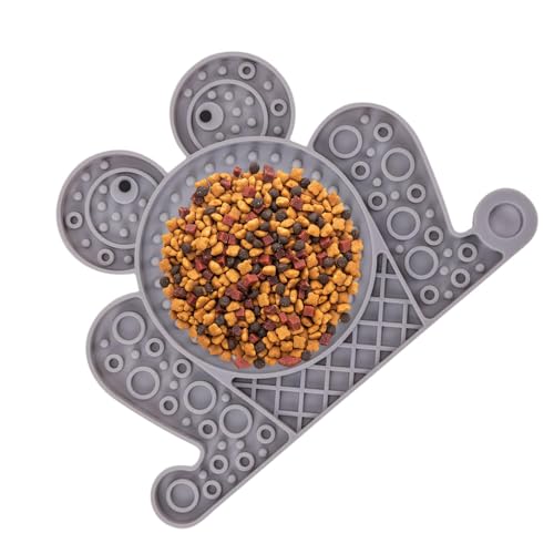 Uhngw Haustier Licking Matte für Hunde, Hunde -Leckmatte - Silikonsaugerbecher Feedermatte Form,Nicht-Schlupf-Platte, Tablett, interaktive, leckbare langsame Feeder-Beruhigung, Haustierreisen, mentale von Uhngw