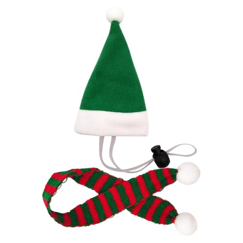 Uhngw Hühner Outfits - Weihnachtsmann Kostüm Verkleidung - Weihnachts Haustier Huhn Mütze Schal Set Mit Verstellbarem Kinnriemen - für Ente Huhn Hamster Katze Welpe von Uhngw