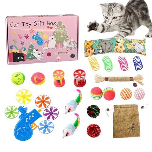 Uhngw Interaktives Katzen Spielzeug Ball - Interaktives Weihnachtsplüschtier-Set Für Kleine Katzen - Robustes Katzenspielzeug Set Zur Bewegung Für Kleine Mittelgroße Und Große von Uhngw