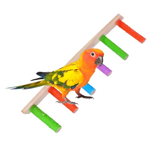 Uhngw Nymphensittich Spielzeug - Holz-Spielzeugleiter Für Nymphensittiche | Interaktive Krallenschleifhilfe Für Sittiche, Conures Und Unzertrennliche von Uhngw