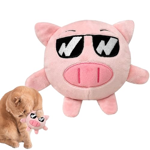 Uhngw Quietschender Ball für Hunde, Plüsch-Beißring, Tierform, weiches Hüpfspiel, doppellagig, reißfest, Plüsch für Katzenzähne, Schleifen, Reinigung von Uhngw