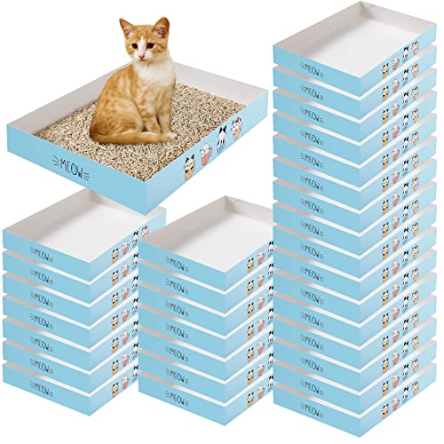 Uiifan 60 Stück Einweg-Katzentoiletten für Katzen, Rosa, faltbare Katzentoilette, 35,8 x 25,4 x 5,1 cm, wasserdicht, leicht, Papier-Katzentoilette, tragbar, niedriger Einstieg, für den Innenbereich von Uiifan