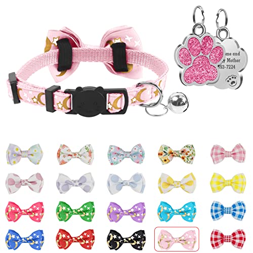 Uiopa Halsband Katze Personalisiert, Enthalten Prickelnde Hundemarke Gravur mit Namen und Telefonnummer, Katzenhalsband mit Sicherheitsverschluss und Fliege, Verstellbar Halsbänder 22-29cm Uiopa Halsband Katze Personalisiert, Enthalten Prickelnde Hundemarke Gravur mit Namen und Telefonnummer, Katzenhalsband mit Sicherheitsverschluss und Fliege, Verstellbar Halsbänder 22-29cm von Uiopa