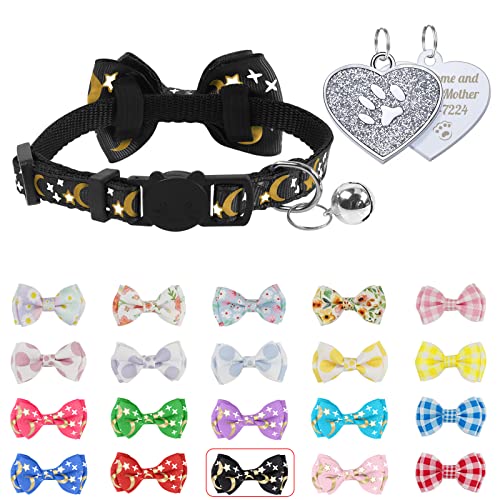 Uiopa Katzenhalsband mit Namen, mit Glöckchen und Fliege, Sicherheitsverschluss und Namensanhänger Herz, Verstellbare Halsband Katze Personalisiert für Katzen und Welpen Uiopa Katzenhalsband mit Namen, mit Glöckchen und Fliege, Sicherheitsverschluss und Namensanhänger Herz, Verstellbare Halsband Katze Personalisiert für Katzen und Welpen von Uiopa