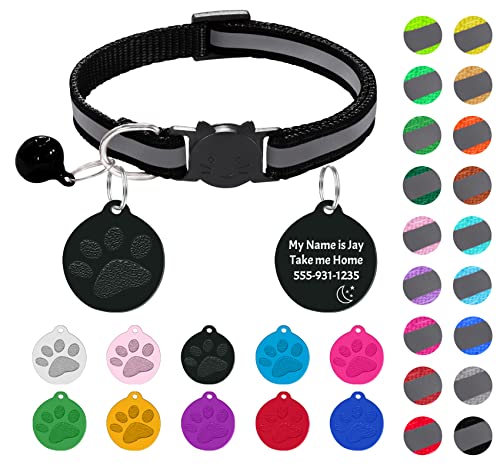Uiopa Reflektierendes Katzenhalsband + Plakette mit Gravur, Katzenhalsband mit Namen, Katzenhalsband mit Sicherheitsverschluss und Glöckchen, Verstellbar Katzen Halsband Personalisiert Uiopa Reflektierendes Katzenhalsband + Plakette mit Gravur, Katzenhalsband mit Namen, Katzenhalsband mit Sicherheitsverschluss und Glöckchen, Verstellbar Katzen Halsband Personalisiert von Uiopa