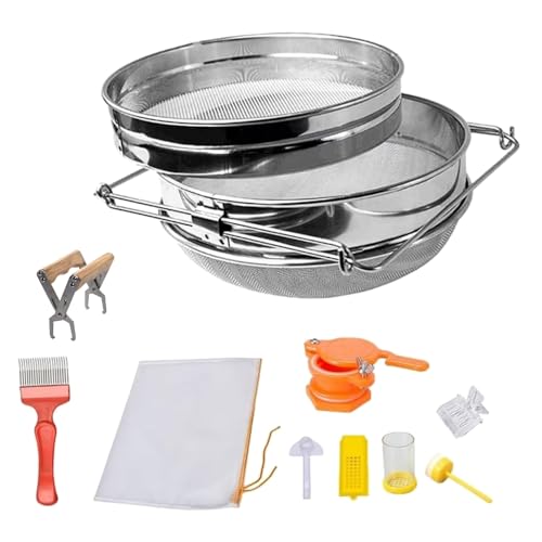 Hannies Bienenzucht-Set aus Edelstahl, Doppelsieb, Griff- und Klapprahmen, Imkerzubehör Hannies Bienenzucht-Set aus Edelstahl, Doppelsieb, Griff- und Klapprahmen, Imkerzubehör von Uitndvyte