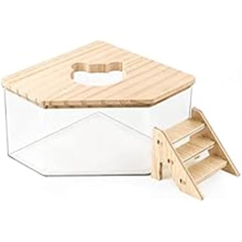 Ujjdwiurgh Hamster-Sandbad, Hamster-Sandbad-Beh?lter mit Kletterleiter, Gro?e Acryl-Hamster-Grabbox mit Holzabdeckung von Ujjdwiurgh