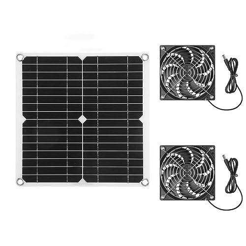 Ujjdwiurgh Ventilator mit Solarpanel, 27,9 cm (11 Zoll), für Haus für Haustiere, Gewächshaus, Wohnmobildach mit 2 Ventilatoren von Ujjdwiurgh