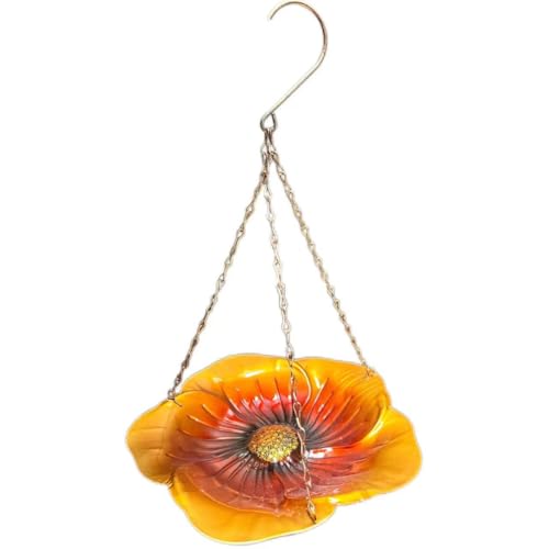 Ujjdwiurgh Vogelbad zum Aufhängen von Vögeln, kleine Futterstation aus Metall, Blumenschale, Futterschale für Vögel zur Gartendekoration, goldbraun von Ujjdwiurgh
