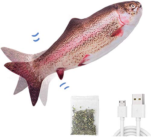 Ulalaza Elektrisches Floppen Bewegender Fisch Katzenspielzeug Realistisches Floppen Wackeln Fisch Katzenminze Spielzeug Lustige interaktive Haustiere Kauen Biss Kick Zubehör für Cat Kitten Kitty Ulalaza Elektrisches Floppen Bewegender Fisch Katzenspielzeug Realistisches Floppen Wackeln Fisch Katzenminze Spielzeug Lustige interaktive Haustiere Kauen Biss Kick Zubehör für Cat Kitten Kitty von Ulalaza