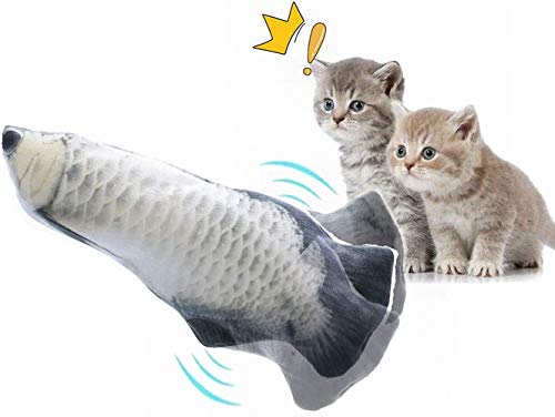 Ulalaza Elektrisches Floppen Bewegender Fisch Katzenspielzeug Realistisches Floppen Wackeln Fisch Katzenminze Spielzeug Lustige interaktive Haustiere Kauen Biss Kick Zubehör für Cat Kitten Kitty von Ulalaza