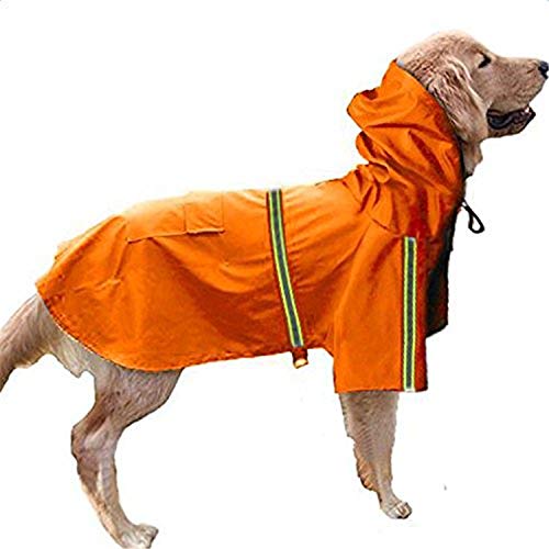 Ulalaza Großer Hundeponcho mit Kapuze Reflektierende Regenjacke Freizeit Wasserdicht Leichter Hundemantel Heimtierbedarf von Ulalaza