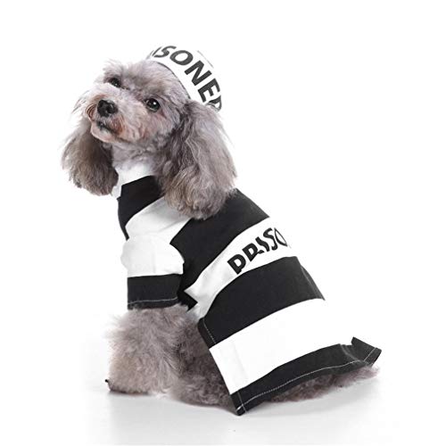 Ulalaza Halloween Haustier Hund Kostüme Polizist Gefängnis Anzug Clown Style Puppy Kleidung Heimtierbedarf von Ulalaza