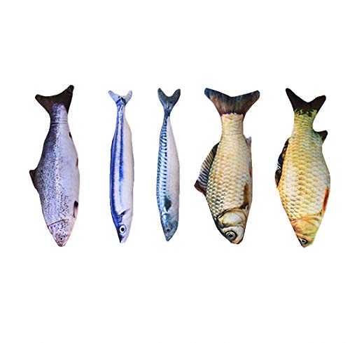 Ulalaza Katzenminze Fischspielzeug 5er Pack Baumwolle Plüsch Kissen Kauen Biss Spiel Spielzeug Simulationsform Realistische Flauschige Interaktive Haustiere Zubehör für Cat Kitten Kitty Ulalaza Katzenminze Fischspielzeug 5er Pack Baumwolle Plüsch Kissen Kauen Biss Spiel Spielzeug Simulationsform Realistische Flauschige Interaktive Haustiere Zubehör für Cat Kitten Kitty von Ulalaza