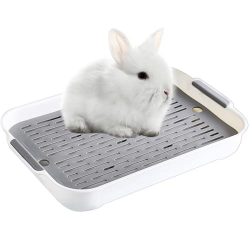 Kaninchen Toilette Tablett Hasentoilette Katzentoilette Hamster Toilette,Kunststoff Gitterrost Kaninchentoilette für Kleintier Chinchilla Hamster Hasen Meerschweinchen (Weiss, L) von Ulawellor