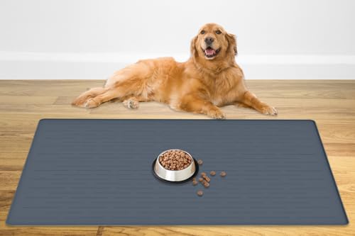 121,9 x 81,3 cm große Haustierfuttermatte, Silikon-Hundematten für Futter und Wasser, rutschfeste Futternapfmatte für Böden, Hunde und Katzen, Graublau 121,9 x 81,3 cm große Haustierfuttermatte, Silikon-Hundematten für Futter und Wasser, rutschfeste Futternapfmatte für Böden, Hunde und Katzen, Graublau von Ultibe