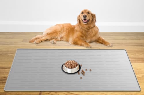 121,9 x 81,3 cm große Haustierfuttermatte, XXXL Silikon-Hundematten für Futter und Wasser, rutschfeste Futternapfmatte für Böden, Hunde und Katzen, Grauweiß 121,9 x 81,3 cm große Haustierfuttermatte, XXXL Silikon-Hundematten für Futter und Wasser, rutschfeste Futternapfmatte für Böden, Hunde und Katzen, Grauweiß von Ultibe