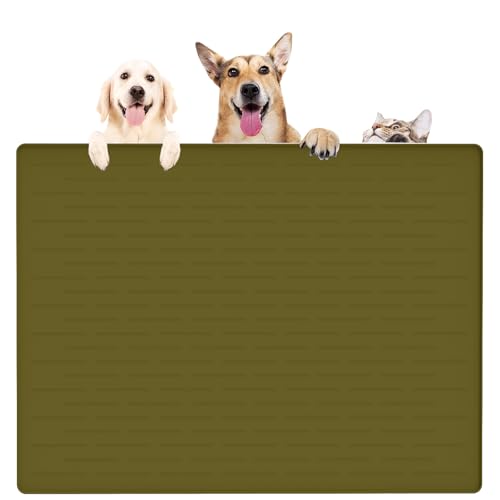 Große Haustierfuttermatte, Silikon-Hundematten für Futter und Wasser, rutschfeste Futtermatten für Böden, Hunde und Katzen, 100,1 x 74,9 cm, Avocadogrün von Ultibe