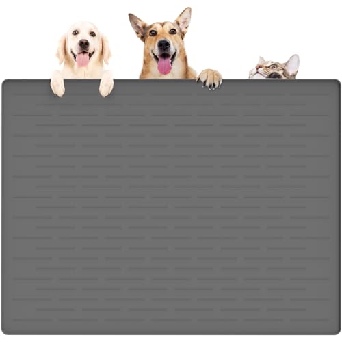 Hundefuttermatte, Silikon-Haustierfutter-Matten, Futtermatte, 100 x 74,9 cm, Wassermatten für Böden, wasserdicht, Dunkelgrau von Ultibe