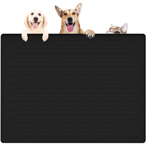 Silikon-Haustierfutter-Matten, Futtermatte, 100,1 x 74,9 cm, Wassermatten, Hundefuttermatten für Böden, wasserdicht, Schwarz von Ultibe