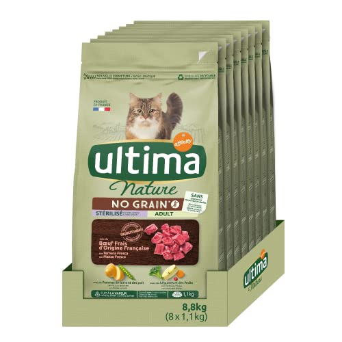 Ultima Nature No Grain Sterilisiertes Katzenfutter ohne Getreide mit Ochse, 8 x 1,1 kg, Gesamtgewicht: 8,8 kg von Ultima Nature