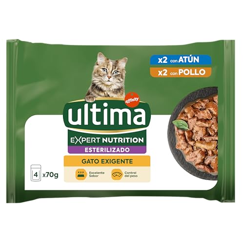 Ultima Expert Nutrition Nassfutter für sterilisierte Katzen, schwieriger Appe für anspruchsvolle Katzen, 11 x Packung (4 x 70 g) von Ultima