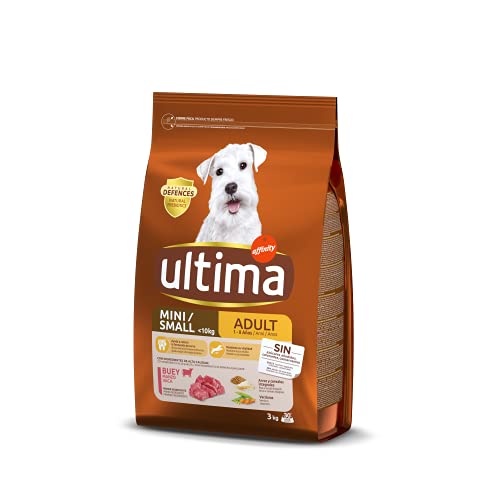Ultima Futter für kleine Hunde (klein <10 kg) (1-8 Jahre Erwachsene) Erwachsene mit Rindfleisch - 3 kg von Ultima