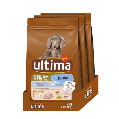 Ultima Medium-Maxi Junior Huhn, Trockenfutter für Hunde, 3 x 3 kg, Gesamt 9 kg von Ultima