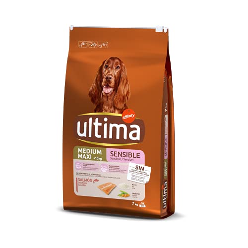 Ultima Medium-Maxi Wohlbefinden Verdauung Lachs, Trockenfutter für Hunde, 7kg von Ultima