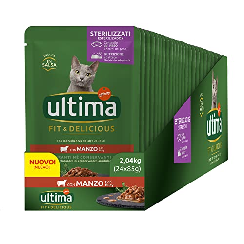 Ultima Nassfutter für Katzen Fit & Delicious mit Rind: 24 Beutel à 85 g von Ultima
