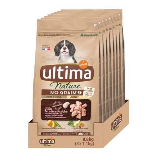 Ultima Nature No Grain Trockenfutter für Hunde, Mini-Erwachsene, ohne Getreide, mit Truthahn, 8 x 1,1 kg, insgesamt: 8,8 kg von Ultima