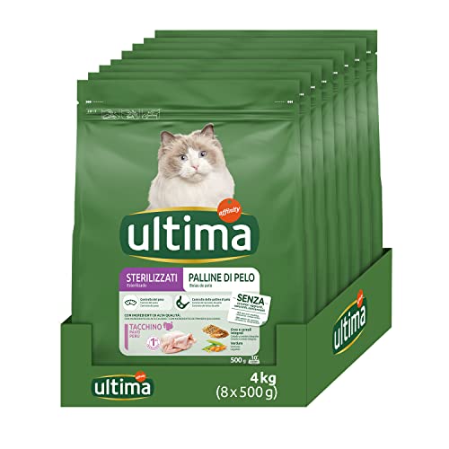 Ultima Sterilisierte Katzenfutter mit Truthahnhaar: Packung 8 x 500 g – insgesamt 4 kg von Ultima